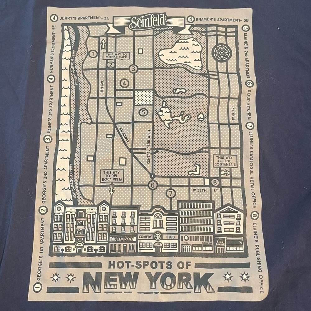 Seinfeld tshirt “hot spots of New York” size large - new without tags